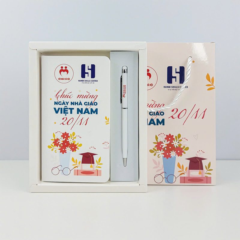 Bộ sổ tay và bút ký in logo dành tặng thầy cô giáo nhân dịp 20/11 gs92