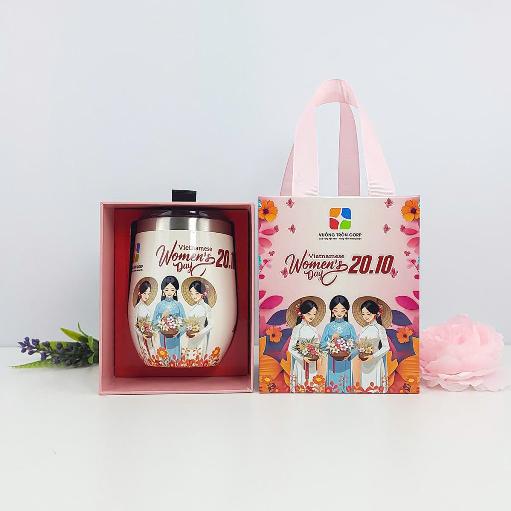 qua doanh nghiep 20 10 set ly giu nhiet in hinh phu nu viet