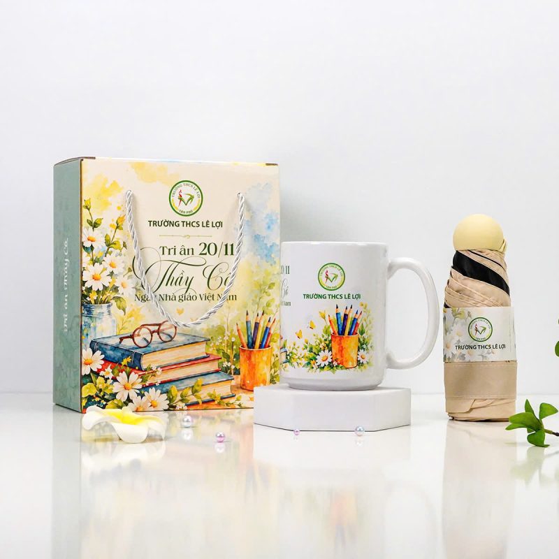 Trang Chủ Set Ly Sứ & Dù Cầm Tay In Logo Quà Tặng Giáo Viên 20/11-GS95